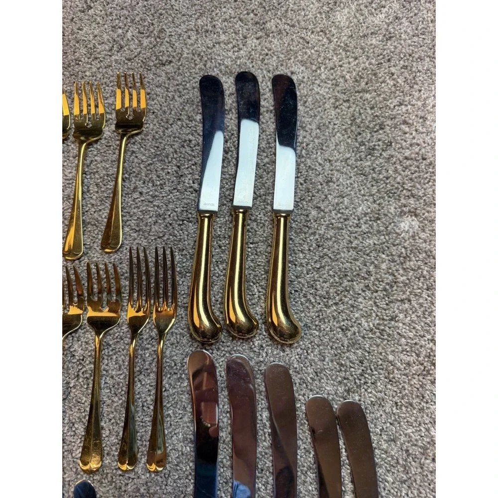 44Pieces Sheffield England Stainless Steel Gold Color Flatware Bundle